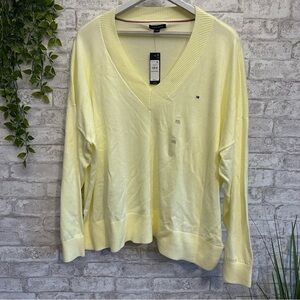 TOMMY‎ Hilfiger V-neck Sweater Men’s XXL yellow 100% cotton NWT